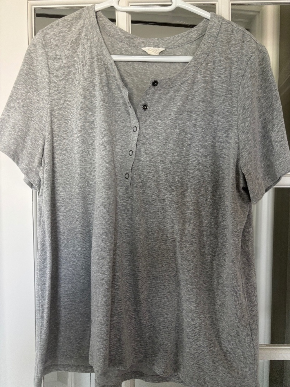 Caslon grey tee with snap front.  Large